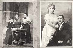 Слева надесно: Викица Калеф, Ленка Кон и Ленка Калеф (слева надесно); Естира и Салом Русо, убијени на београдском Сајмишту